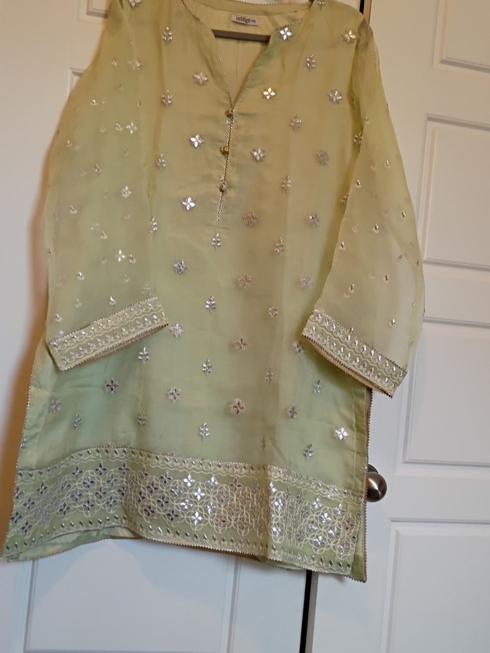 Light Green Embellished Women's Dress - Elegant Tunic